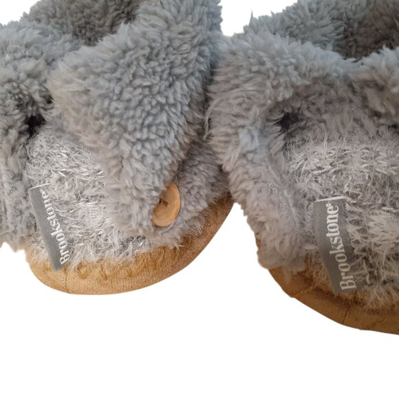 Brookstone Bootie Slipper Womens Size 5-6 Gray Faux Fuzzy Sherpa Indoor - Picture 5 of 5